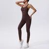 Al Yoga Jumpsuits Bodysuit Dance Dans strakke ademende luchtoefening Geïntegreerde heup-lift snel-droog fitnesspak Mooie achtertanktops lopende broeken
