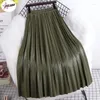 Skirts PULABO Faux Leather Women Maxi Skirt Y2k Autumn Winter Casual Solid PU A Line High Waist Pleated Long Female Ladies