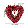 Fleurs décoratives Couronne du coeur en forme de guiron brillant Rouge pour la Saint-Valentin pour la porte d'entrée Proposition de mariage Party anniversaire décor mural