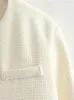 Costumes de femmes nlzgmsj 2024 femme veste en laine Blazer Coats poitrine simple Vintage O-cou d'automne hivernal causal élégant
