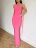 Robes décontractées Femmes Sexy Bodycon Long Robe Spaghetti Strap sans manches Backlessles Rucched Elegant Evening Party Maxi