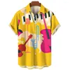 Chemises décontractées pour hommes Hawaiian 3D INSTRUMENTS DE MUSICAUX INSTRUMENTS GRAPHIQU