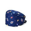 Beanie/Skull Caps Scrub Catton Hat Floral Bouffant Sanitaire verpleegkundige dop met zweetband Owl Fox Bird Leaf Star Printing Nursing Docto Dhn0x