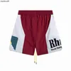 RHUDE High End Designer Shorts för Chaopai Sunset Letter Printing Casual Sports Shorts Mens and Womens Contrast Beach Capris med 1: 1 Original Etiketter