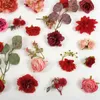 Dekorative Blumen 39pcs Mix künstlicher Seidenblumkopfgrün -Kombination Set für DIY Bastel Wall Wedhoch Hochzeitsfeier Dekor fälschlich