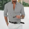 Men's Dress Shirts New Cotton Linen Shirts Mens Tops Causal Loose Solid Color Long Sles Lapel Mens Autumn Casual Wear Streetwear d240507