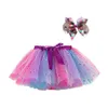 abito tutu 2024 Nuova gonna tutu bambina abbigliamento da 12m-8y colorato mini pettiskirt per bambini danza arcobaleno gonfungoli per bambini abiti per bambini d240507