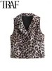 Giubbotti da donna 2024 Summer Leopard Stampato da donna Stupida Giacca da colletto Giacca con maniche Sleeveliche Sleelette Femmina WhitCoat Y2K Tops