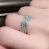 Eternity Micro Moissanite Diamond Ring für Frauen Männer Silber breit Luxus Engagement Ehering Band Rings Liebhaber Geschenke Versprechen Schmuck