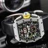 Milles Richamills Watch RM1103 Orijinal Elmas Otomatik Zincirleme Zamanlama Kodu Tablo 18k Platinum Tarih Fonksiyonu Tam Set