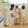 Famille Matching Tenues Amila Parent-Child habille des filles Jupe florale bébé 2022 Été Nouveau frère et soeurs frères et sœurs Mère et fille Vêtements D240507