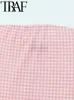 Повседневные платья прозрачные талевые клетчатые печать Женщины летняя сетчатая сетка разделить рукавицы без бретелек Slim Robe Женская миди -платье Y2K