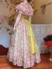 Sukienki imprezowe Summer Vintage Print Flower Organza kobieta retro w stylu francuskim rękawem Romantyczne księżniczka Vesta Festa