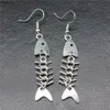 Dangle Chandelier Fashionable Handmade Simple Design Antique Silver Fishbone Pendant Earrings with Straight Transport XW