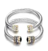 Pulseira de charme e pulseiras para mulheres retro titânio aço de fios de arame Bicolor Biclelet Bracelet Bracelet de aço inoxidável Bracelete embutido 63177742