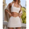 Active Sets LU-1880 Women Short Sports Bra Female Nude High Elastic Tennis Skirt Gym Pilates Yoga Set