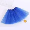 P5GB TUTU Jurk Summer Kids Baby Star Glitter Dance Tutu Rok voor Girl Sequin 3 Lagen Tule Toddler Lace Pettiskirt Kinderen Chiffon 2-8T D240507