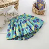 tutu Dress Kids Girls Cotton Print Princess Pleated Skirt Sweet Big Kids Girls Tutu Skirts Elastic Waist Mini Skirt Clothes For Girls d240507