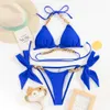 2024 Solid Color New Chain Beach Sexy Bikini Ins heißer Badeanzug