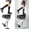 Chaussettes de femmes en dentelle tricotée Filles 80S Harajuku Punk Knee High Sover Preppy Stockings Gothic Vêtements
