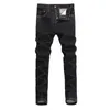 and Autumn Winter High-end Light Luxury Black Mens Slim Fit Casual Pants with Small Feet Elastic Thick Straight Leg Jeans