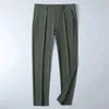 Men's Pants Needlesnoah Summer Brand Bamboo Fiber Thin Elastic Mens Slim Fit Straight Pants Business Casual Lightweight Army Green Gray Trousers J240507