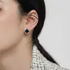 Designer de boucles d'oreille personnalisé conçoit le meilleur cadeau des boucles d'oreilles de trèfle noire en argent pur pour les femmes luxe légère et élégante avec un van commun