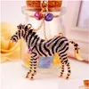 Anneaux clés Animal Zebra Horse Chaîne Pendant Car Keychain Accessoires ACCESSOIRES RHINISTON ENAMEL ALLIAGE D'ALLIAGE D'ALLIAGE ALLIAG