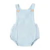 Rompers 2024 Summer Infant Babhighter Solid Halter Jumpsuit Seveless Cotton Playsuits Bodysuit Olanolers Newborn Clothes Outfits H240507