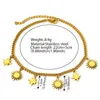 Enkelbanden roestvrij staal Single Layer Star Sun Ladies Anklet Summer Valentijnsdag Gift