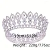 Haarclips Luxe Crystal Round Crown Tiara Rhinestone Prom Diadeem Tiaras en Crowns For Women Bridal Wedding Accessories Sieraden Gift