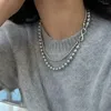 チェーン二重層真珠ネックレスクラビクルチェーンメスファッションアクセサリービーズホワイト模倣真珠