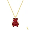 Подвесные ожерелья дизайнерские ювелирные украшения Женские ожерелье Бриллиантовое золото с коробкой высококачественной роскошной плюшевой медвежь
