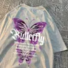 T-shirts voor heren twee paarse vlinders t shirts mannen dames bemanning schattige kleding katoen casual zomer losse tops paar ademende h240506