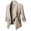 Frauen schwarze dünne Blazer Strickjacke Mantel Langarm und Jacken gerissen asymmetrisch Casual Business Anzug Lady 240426