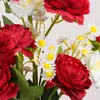 Fleurs décoratives couronnes artificielles roses fleurs rouges silk pivoine de haute qualité daisy mariée bouquet décor de mariage faux fleurs accessoires de maison bricolage artisanat