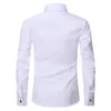 Heren -jurken shirts 2024 mannen Franse manchet over shirt manchetknopen Nieuwe witte lange sleet casual knoppen merk shirts reguliere fit kleding D240507