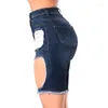 Jeans da donna lunghezza del ginocchio per le donne pantaloni corti strappati pantaloni in stile piccante in stile pantaloni in denim piccole dimensioni s-2xl