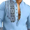 Polos de style ethnique pour hommes chemises de printemps d'automne à demi-poitrines à moitié pignon