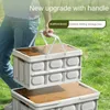 Opbergboxen bakken draagbare opvouwbare buitenopslagkist met handvat camping en picknick houten cover huishouden zonlichtzijde opening Q240506