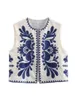 Damesvesten 2024 vrouwen vintage bloemen borduurwerk kort vestjack dames nationale stijl voor casual chique vest tops