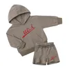 Barn designer kläder barn kläder set pojkar våren huvtröjor flickor hoodie korta byxor set barn kläder baby tracksuit spädbarn casual outfit cxd240575