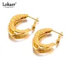 Hoop Earrings Stainless Steel Chunky Waterproof For Women Charm Temperament Geometric Thick Earring Jewelry Aretes E23219
