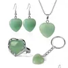 Autres bijoux Ensembles en pierre naturelle aventurine verte pour fille Collier en cristal en cristal / boucles d'oreilles / bracelet / porte-clés bijoux de fête de la fête del dhxkm