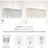 Siljoy Modern Rectangular Crystal Chandelier - Luxury K9 Raindrop Pendant Lighting for Dining Room Kitchen Island - Linear Hanging Ceiling Light Fixture, L47