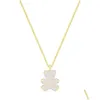 Подвесные ожерелья дизайнерские ювелирные украшения Женские ожерелье Бриллиантовое золото с коробкой высококачественной роскошной плюшевой медвежь