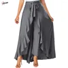 Skirts PULABO Summer Irregular Womens Solid Front Overlay Pants Ruffle Fashion Ladies Belt Boho Long Skirt Falda Mujer