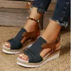 Casual schoenen 2024 Zomer mode -touw Wedge Peep Toe Beach Dames Sandalen Rubber zool Riem Vis Mond Flat