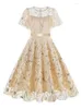 Vestidos de fiesta lentejuelas bordadas bordadas superposición elegante para mujeres 2024 baile de graduación floral cóctel vintage de lujo vestido midi de lujo