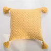 Almofada/borla de quatro cantos decorativa de quatro cantos amarelo Branco Branco 45x45cm chenille maconha joga para casa para acessórios macios de sofá almofada